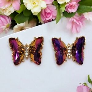 Butterfly Crystal Iridescent Earrings | New without tag